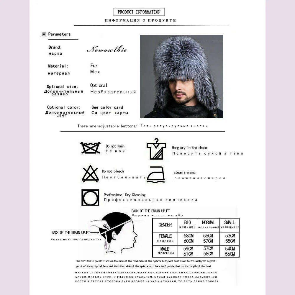 Hot high-end luxury fur hat Men's fox fur hat Lei Feng cap ear cap fur necessary hat Real fur hat 100% Sheepskin top fox hat