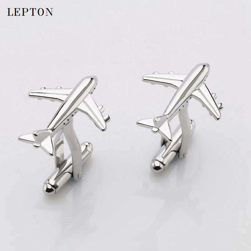 Hot Sale Real Tie Clip Fashion Plane Styling Cuff links Mens Metal AirPlane Cufflinks For Mens Lepton Plane Design Cufflinks