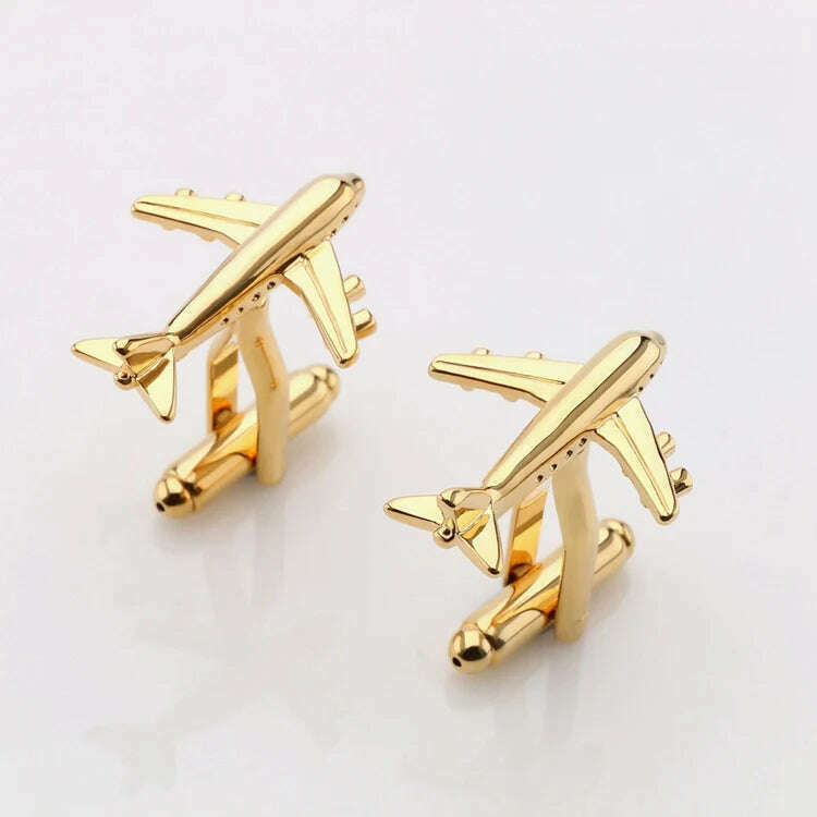 Hot Sale Real Tie Clip Fashion Plane Styling Cuff links Mens Metal AirPlane Cufflinks For Mens Lepton Plane Design Cufflinks