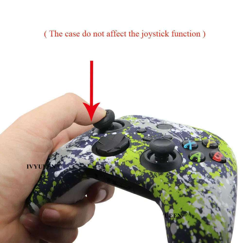 IVYUEEN for XBox Series S X Wireless Controller Water Transfer Printing Protective Silicone Case Skin with Thumb Stick Grip Caps