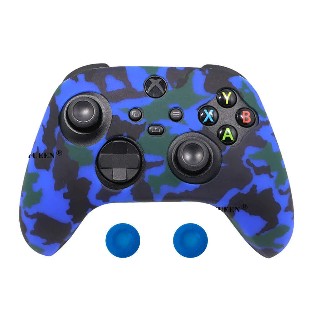 IVYUEEN for XBox Series S X Wireless Controller Water Transfer Printing Protective Silicone Case Skin with Thumb Stick Grip Caps