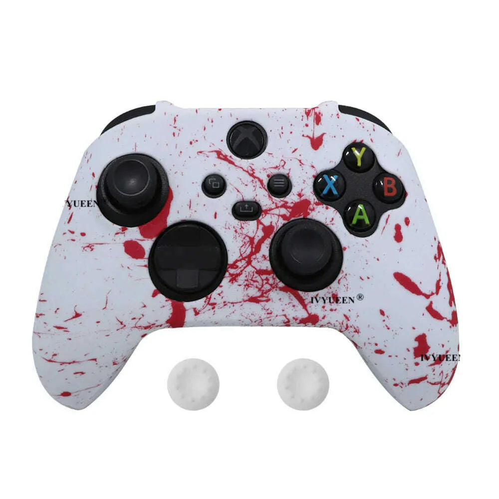 IVYUEEN for XBox Series S X Wireless Controller Water Transfer Printing Protective Silicone Case Skin with Thumb Stick Grip Caps