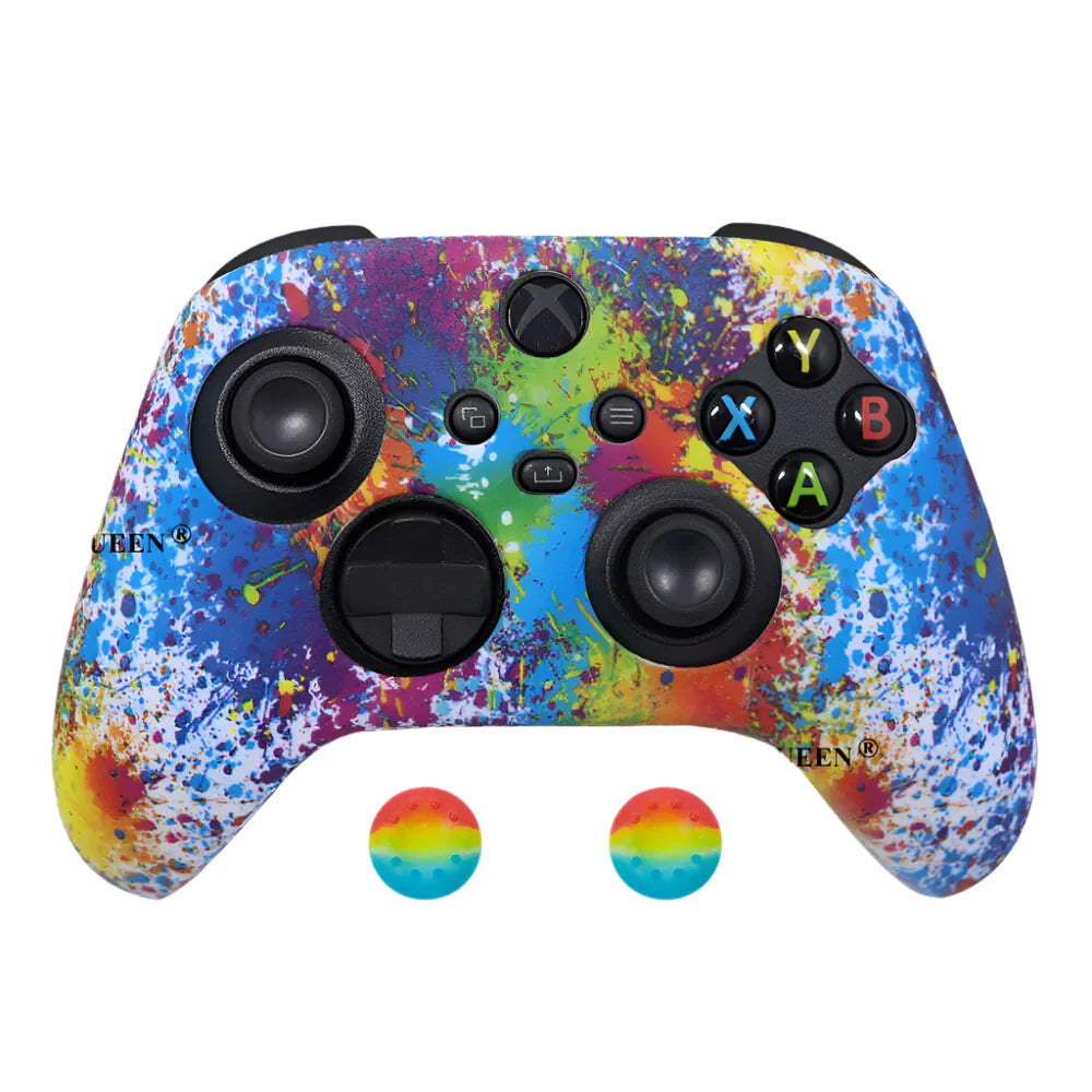 IVYUEEN for XBox Series S X Wireless Controller Water Transfer Printing Protective Silicone Case Skin with Thumb Stick Grip Caps