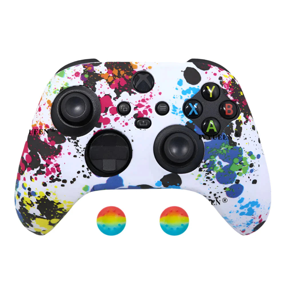 IVYUEEN for XBox Series S X Wireless Controller Water Transfer Printing Protective Silicone Case Skin with Thumb Stick Grip Caps