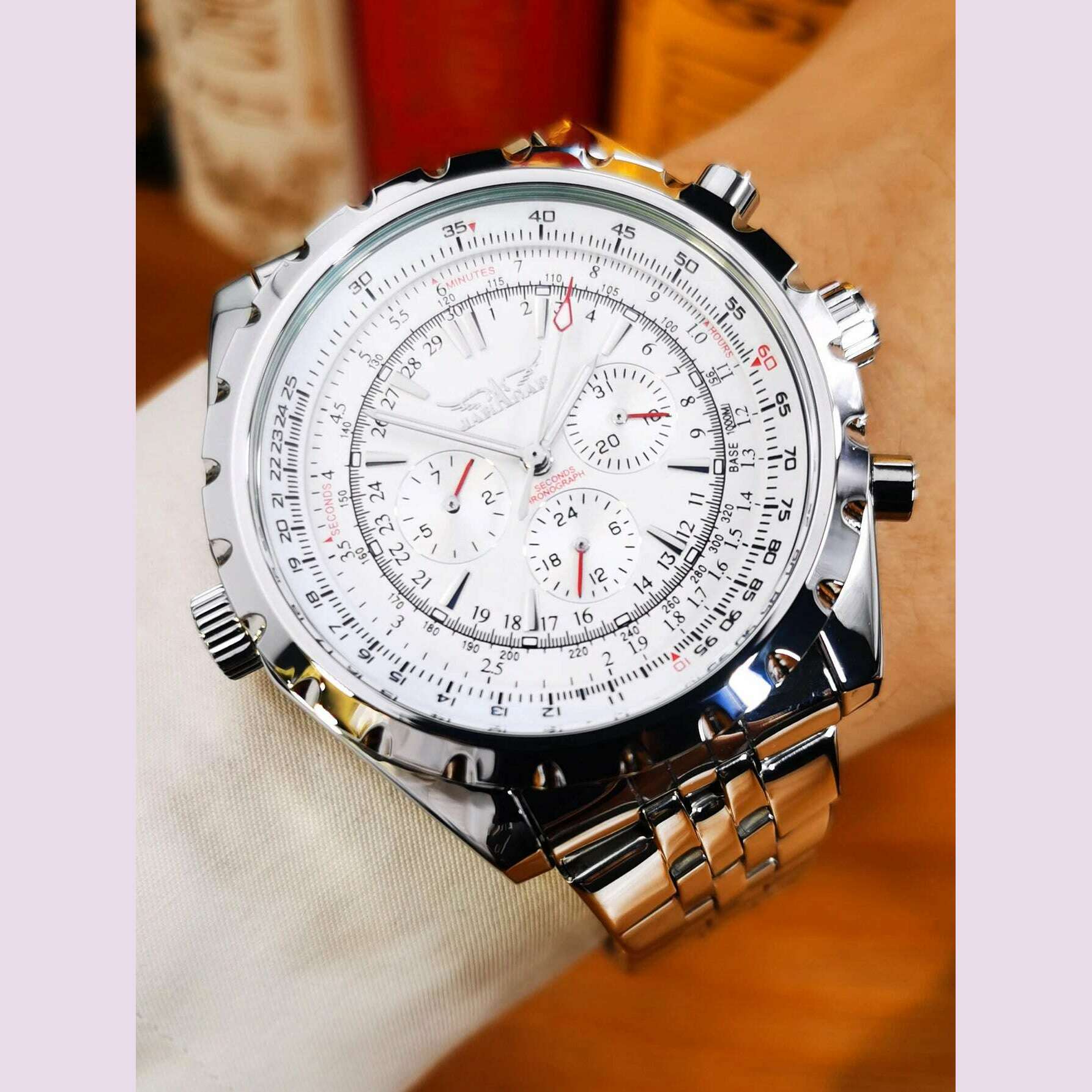 JARAGAR Sports Mens Watches Top Brand Luxury Automatic Mechanical Watch for Men Silver Stainless Steel Strap Military Wristwatch