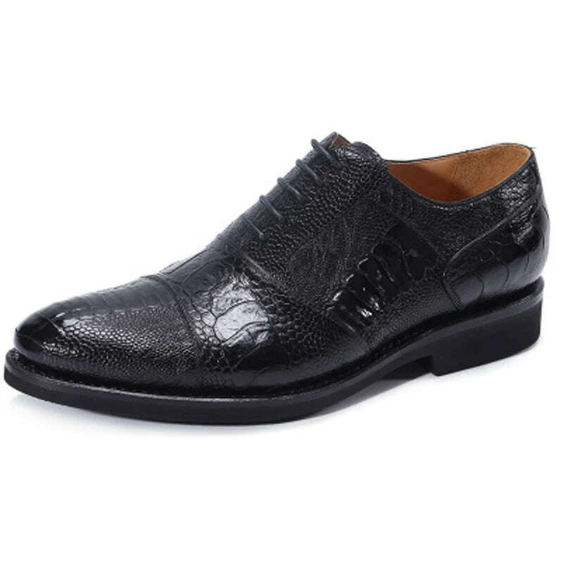 jineyu new Men shoes business leisure Ostrich leather menshoes ostrich Claw skin Rubber soles lace-up Men shoes