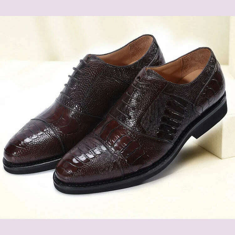 jineyu new Men shoes business leisure Ostrich leather menshoes ostrich Claw skin Rubber soles lace-up Men shoes