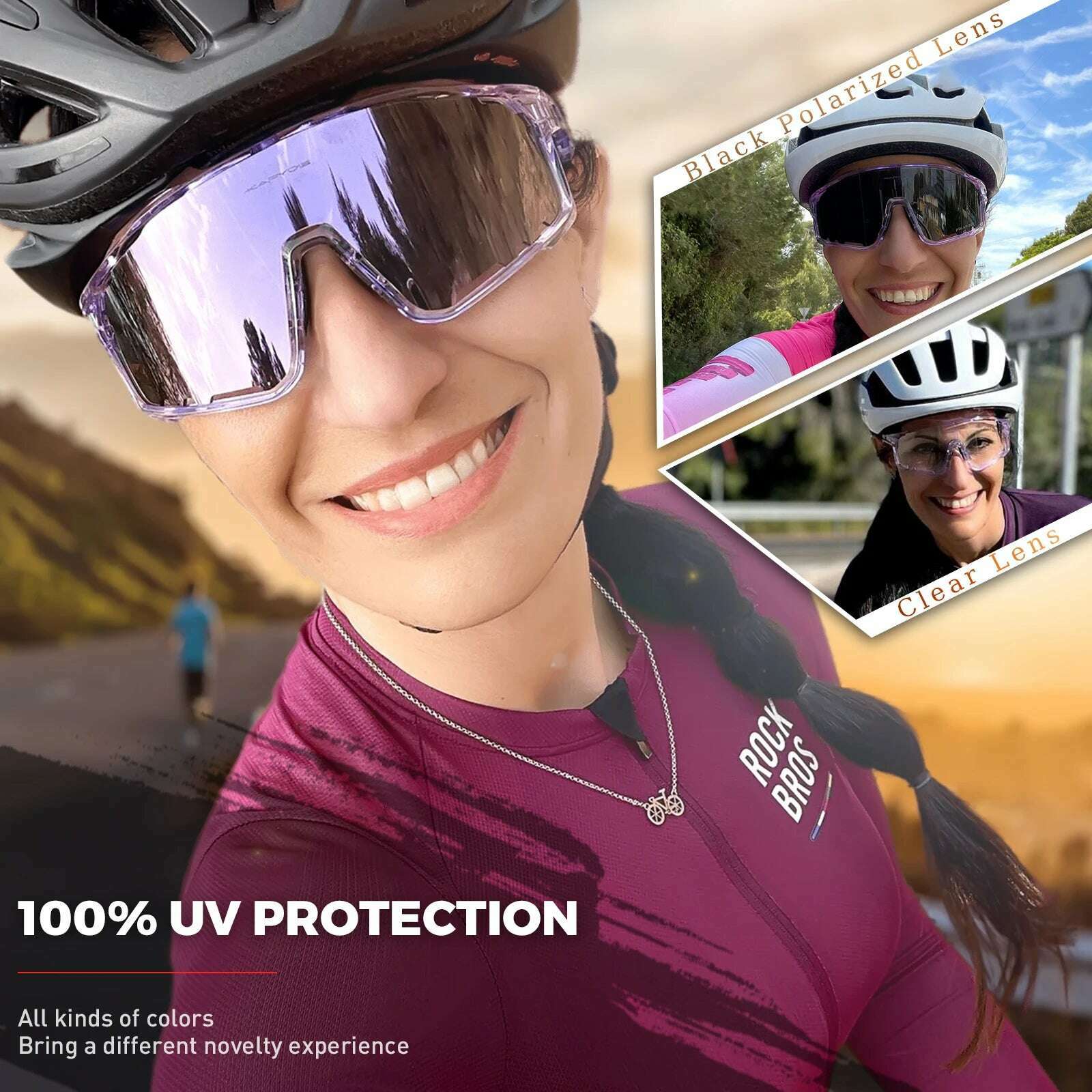 Kapvoe UV400 Racing Bike Glasses Eyewear MTB Cycling Sunglasses Cycling Glasses Polarized Men's Sunglasses Women Sport Goggles