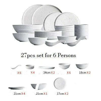 KINGLANG 1/2/4/6 Person Dinner Set Ceramic Dinnerware Matt Dinner Plate Rice Soup Bowl Sauce Dish Restaurant Tableware Wholesale