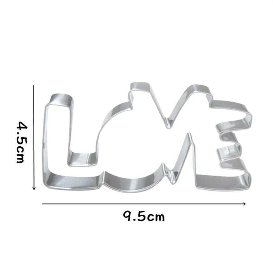 LOVE Letter Shape Forms For Biscuit Mold Lover Series Design Stainless Steel Cookie Cutter Bakeware Pastry Confectionery Tools