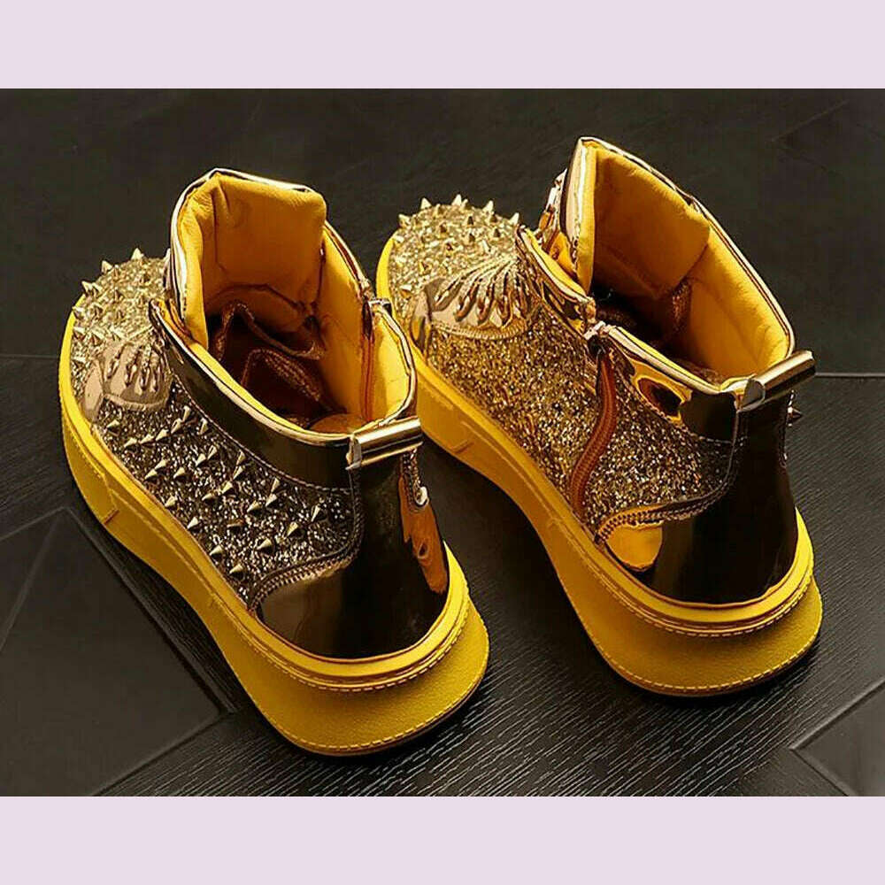 Luxury designer Diamond Casual shoes High quality riveted high top suede zipper sneakers Zapatos Hombre A7