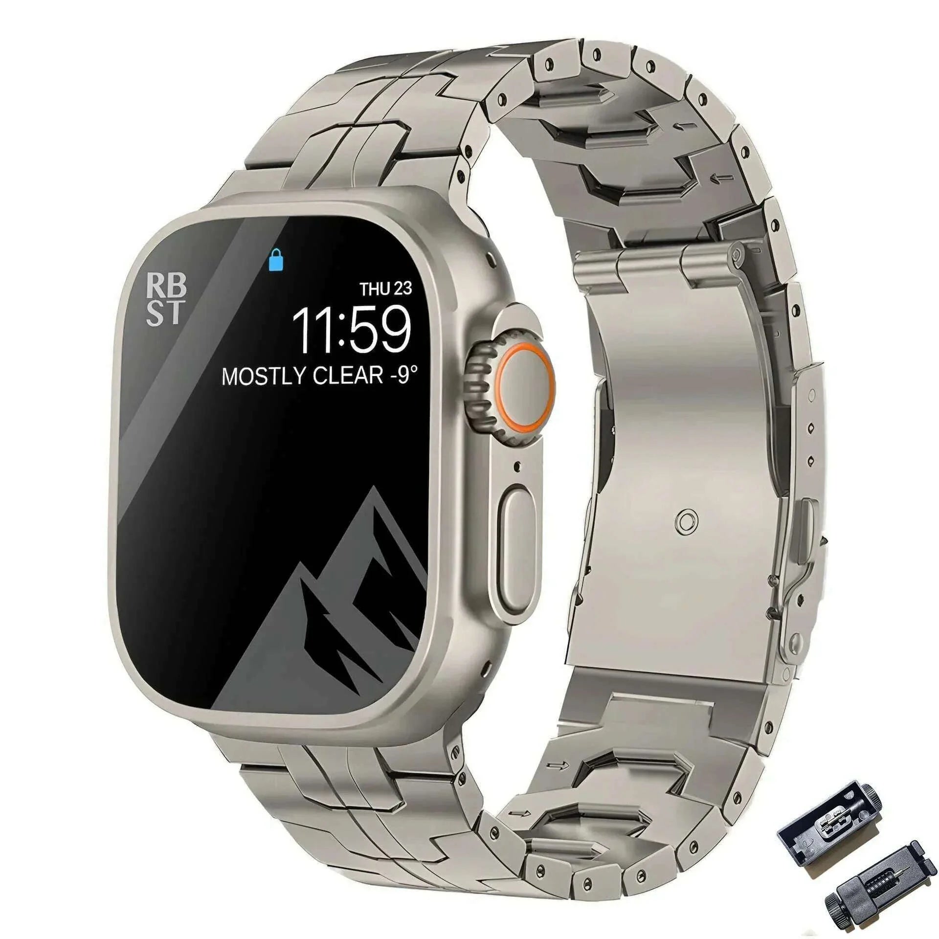 Luxury Titanium Strap for Apple Watch Band Ultra 49mm 45mm 44mm 41mm 38mm Men's Style Bracelet Correa for IWatch 9 SE 8 7 6 5 4