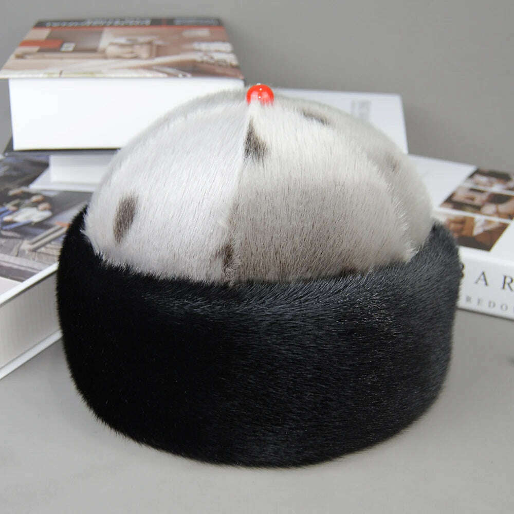 Luxury Winter Unisex Top Real Mink Fur Bomber Hat Unisex Genuine Marten Head Warm Black/Brown Caps Best Gift For Parents Gorras