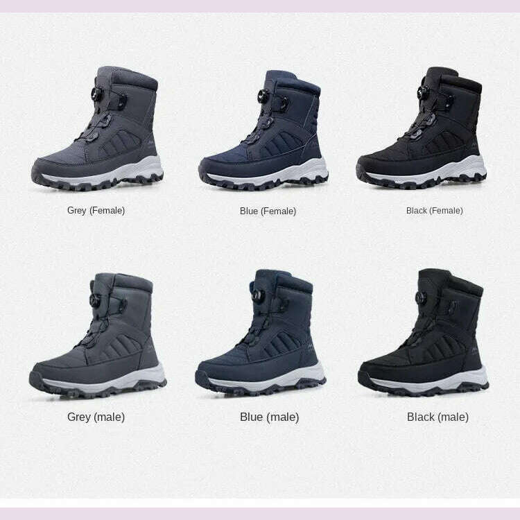 Men's Snow Boots with Thick Fleece Women Ankle Boots Waterproof and Anti Slip Winter Fashion Travel Big Cotton Shoes Size 36-46
