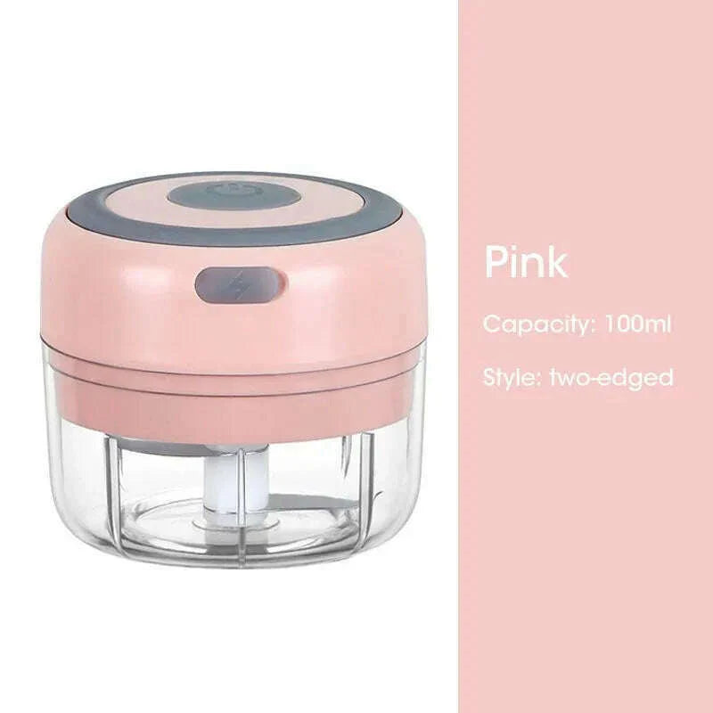 Mini Wireless Electric Garlic Crusher 100ml/250ml Portable Chopper USB Charging Ginger Chili Vegetable Masher Machine Kitchen