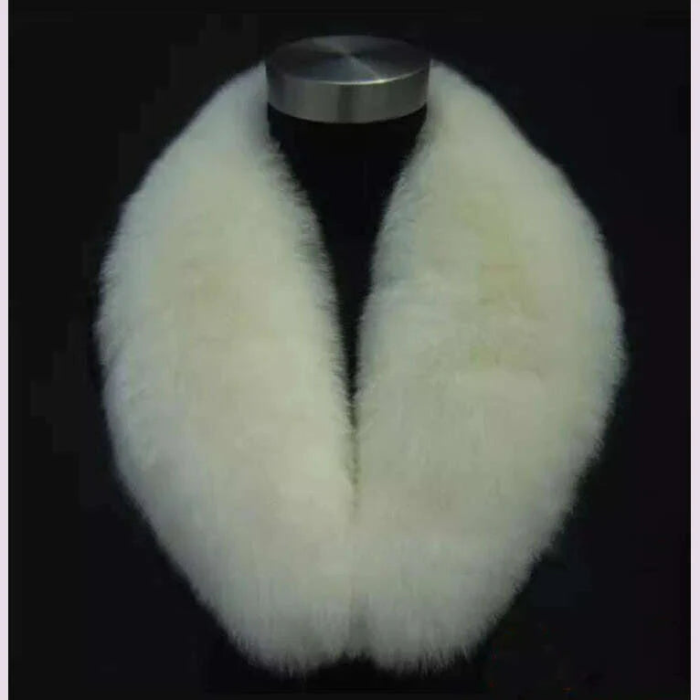 Natural Color Raccoon Fox Real Fur Collar Scarf Genuine Big Size Scarves Warp Shawl Neck Warmer Stole Muffler with Clip Loops #6