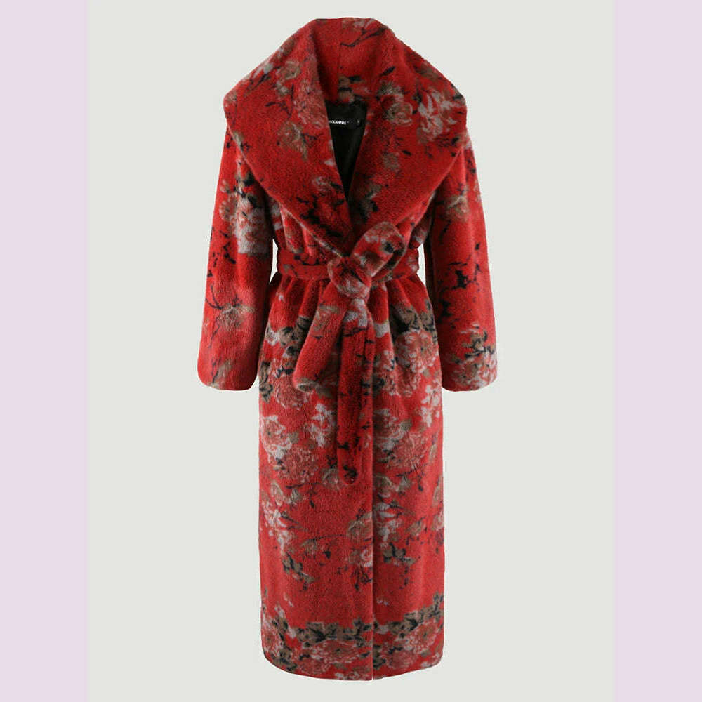 Nerazzurri Winter Stylish Elegant Long Multicolored Colorful Thick Warm Soft Fluffy Faux Fur Coat Women Luxury Designer Clothes