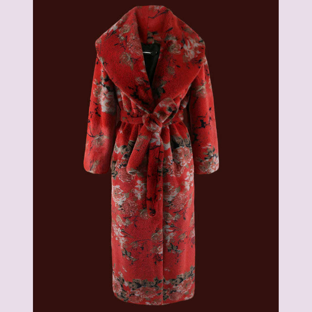 Nerazzurri Winter Stylish Elegant Long Multicolored Colorful Thick Warm Soft Fluffy Faux Fur Coat Women Luxury Designer Clothes