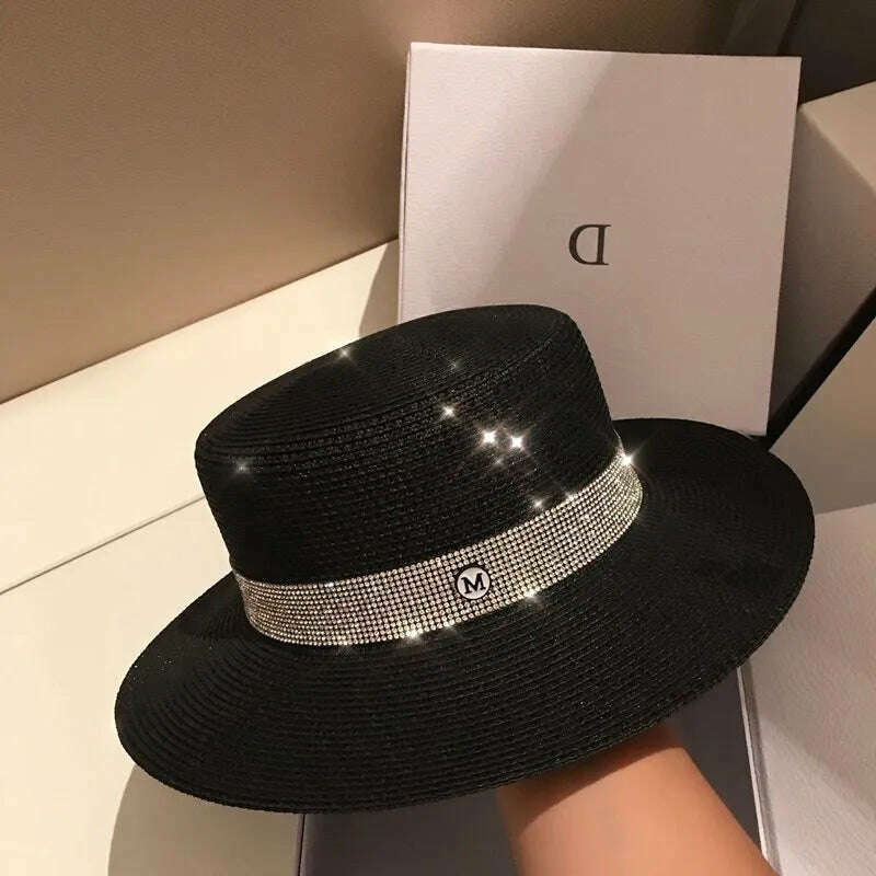 Net celebrity sun-shading flat straw hat women summer fedora hat travel on the beach and beach vacation sunscreen hat панама