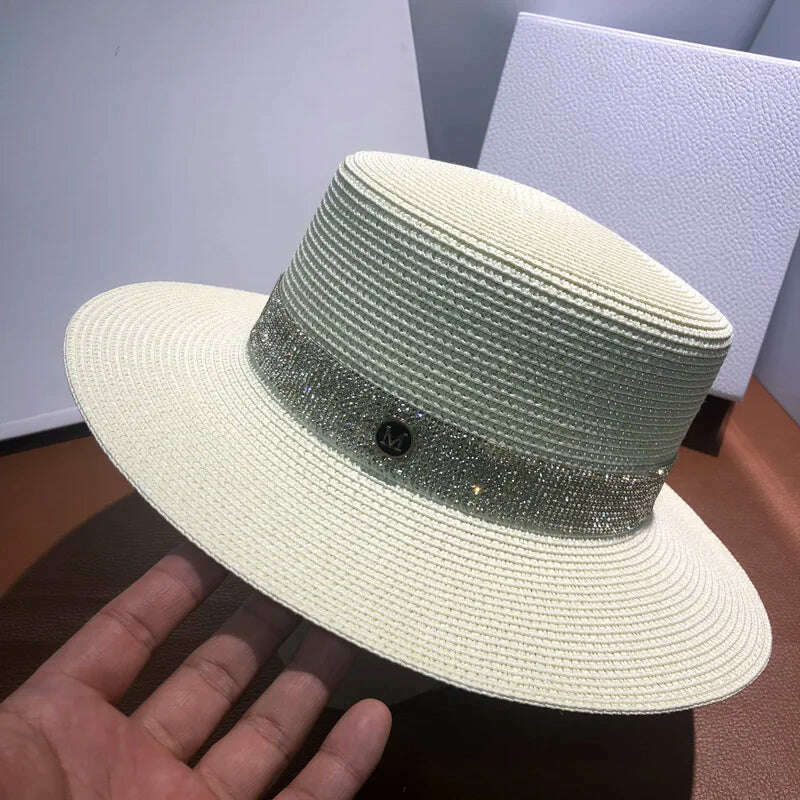 Net celebrity sun-shading flat straw hat women summer fedora hat travel on the beach and beach vacation sunscreen hat панама