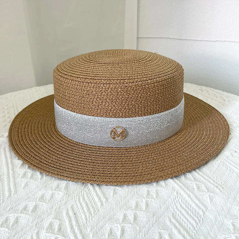 Net celebrity sun-shading flat straw hat women summer fedora hat travel on the beach and beach vacation sunscreen hat панама