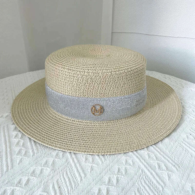 Net celebrity sun-shading flat straw hat women summer fedora hat travel on the beach and beach vacation sunscreen hat панама