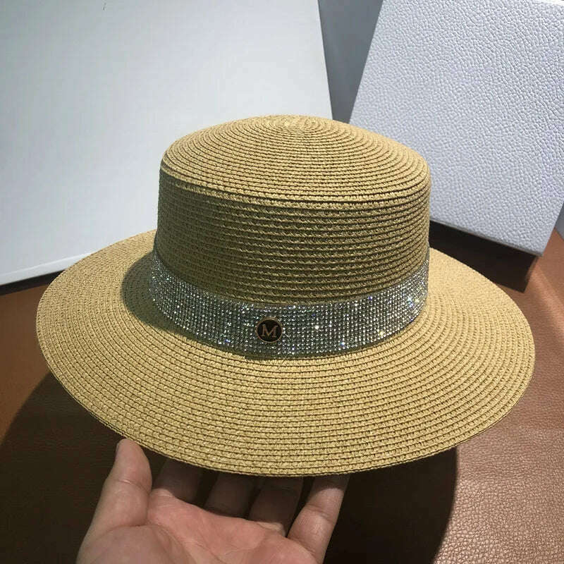 Net celebrity sun-shading flat straw hat women summer fedora hat travel on the beach and beach vacation sunscreen hat панама