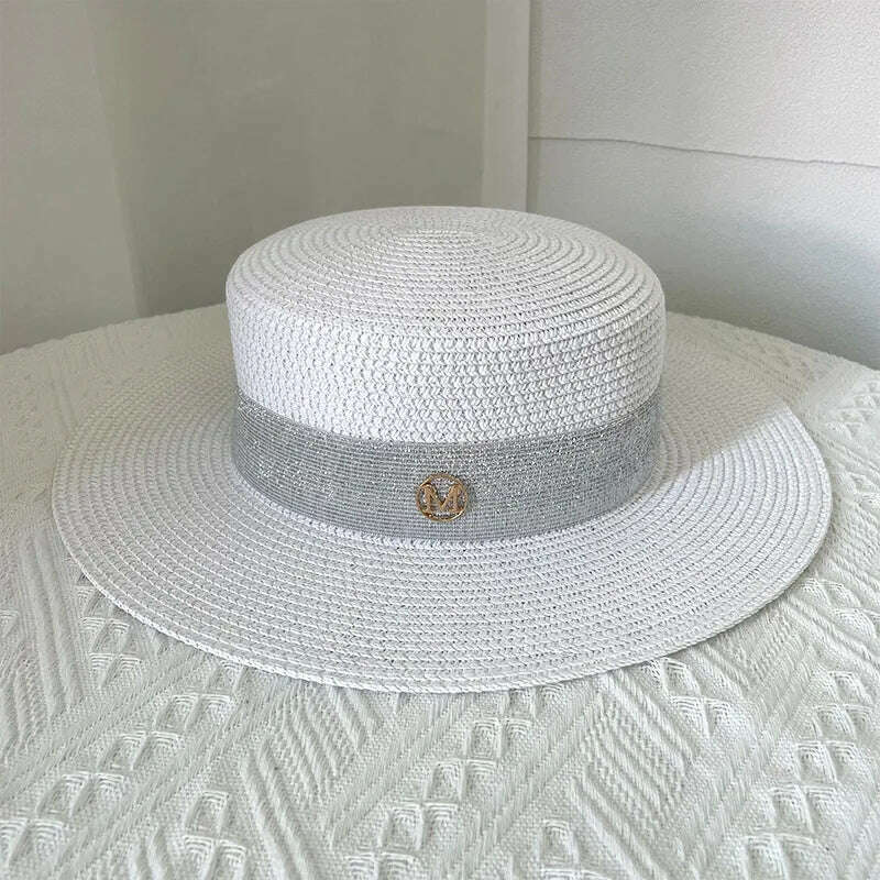 Net celebrity sun-shading flat straw hat women summer fedora hat travel on the beach and beach vacation sunscreen hat панама