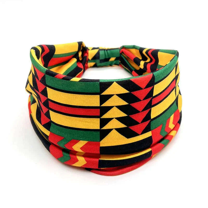 New African Pattern Print Wide Headband for Women Twist Style Hair Bandanas Head Wrap Elastic Headwear Turban Girls Accessories