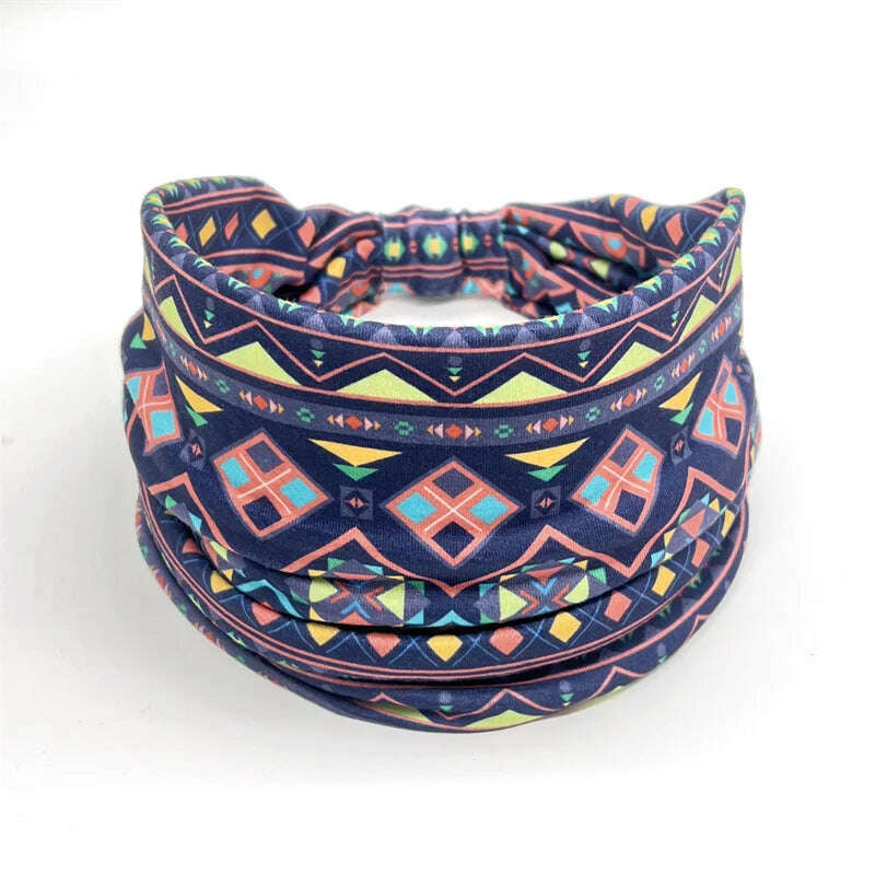 New African Pattern Print Wide Headband for Women Twist Style Hair Bandanas Head Wrap Elastic Headwear Turban Girls Accessories