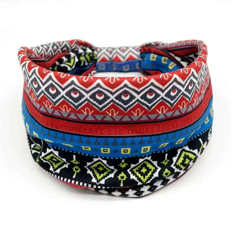 New African Pattern Print Wide Headband for Women Twist Style Hair Bandanas Head Wrap Elastic Headwear Turban Girls Accessories