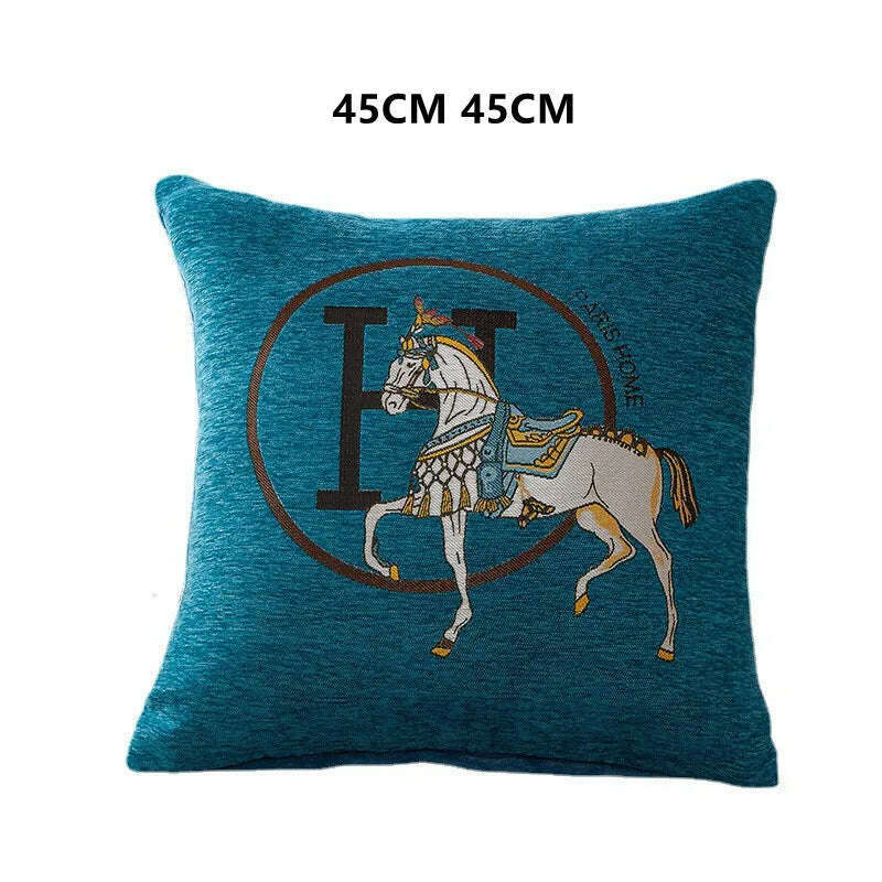 New Design Horse Pattern Throw Pillow Covers Chenille Throw Pillowcases Square Decorative Cushion Pillow Covers for Sofa JAF071