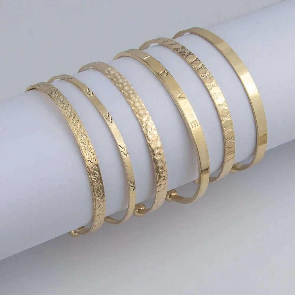 New Fashion Boho Punk Golden Cuff Bracelets & Bangles For Women Love Pulseiras Bangle Set Feminina Jewelry Charm Gifts B051