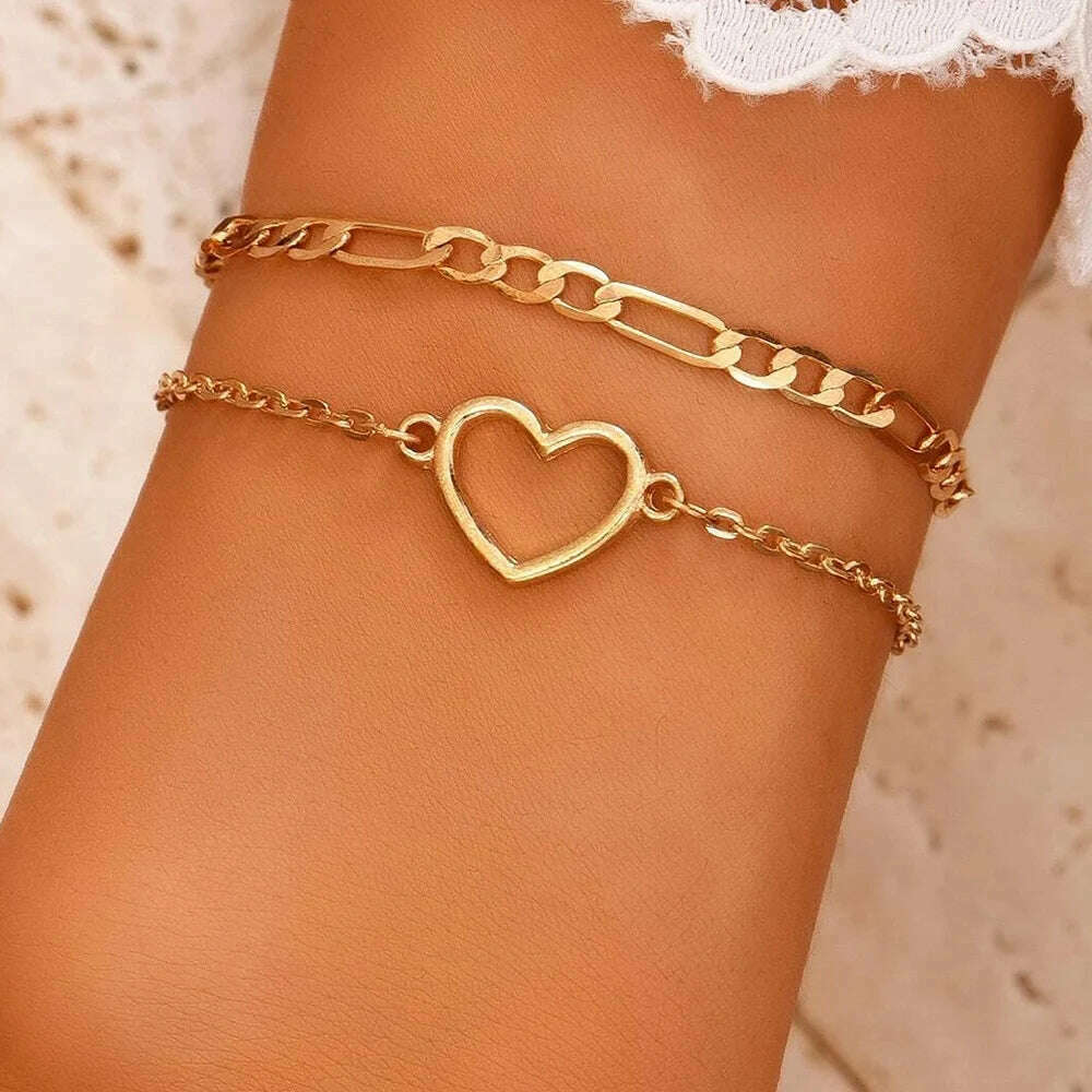 New Fashion Boho Punk Golden Cuff Bracelets & Bangles For Women Love Pulseiras Bangle Set Feminina Jewelry Charm Gifts B051