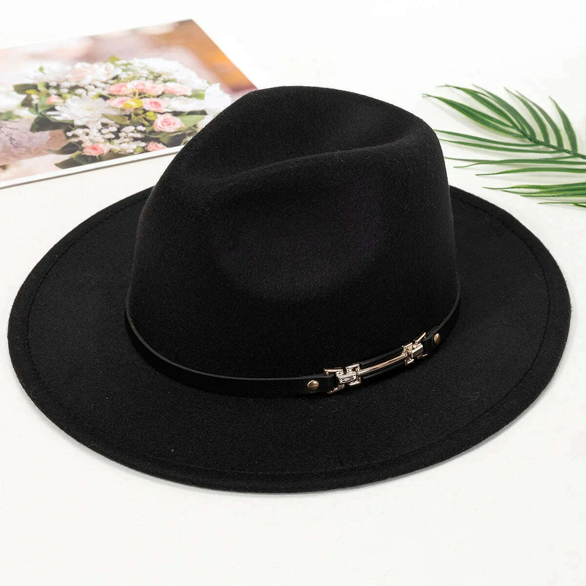 New Fashion Elegant Jazz Hat Woolen Hat Women's Spring Autumn Winter Woolen Fabric Vintage Literature Peaked cap