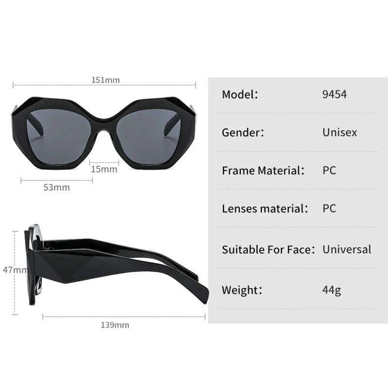 New Fashion Square Sunglasses Woman Vintage Shades Brand Design Vintage Polygon Sun glasses Female Tourism Glasses Lady Oculos
