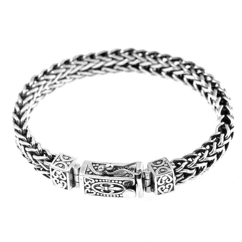 New Silver Color Hand Woven Rope Twists Pattern Fashion Bracelets for Women Men Retro Couple Jewelry