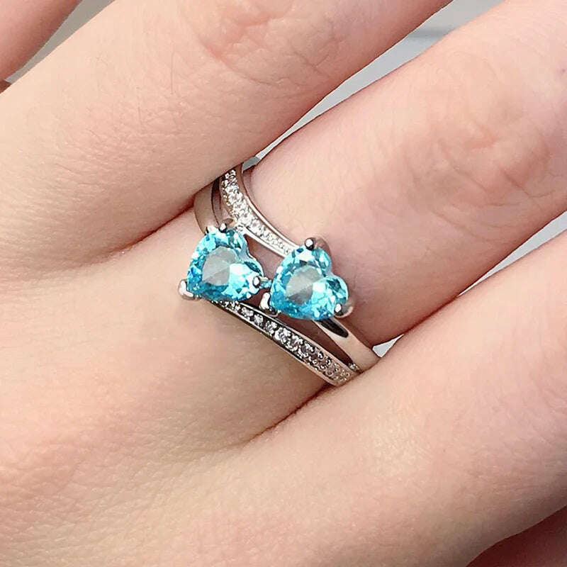 New Stylish Female Rings Silver-plated Double Heart-Shaped Cubic Zircons Wedding Ring for Women Girls Nice Gift Birthday