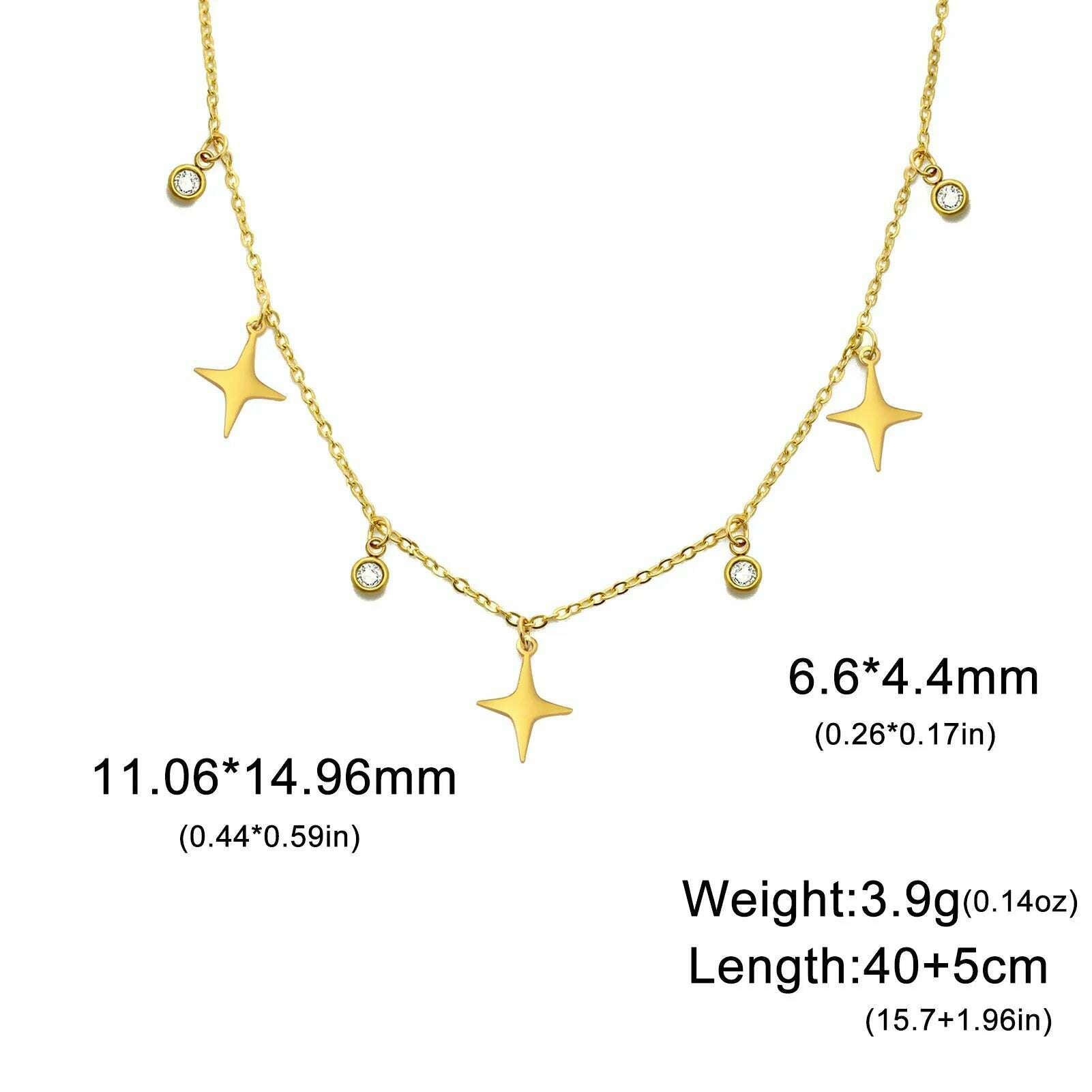 North Star Clear Zircon Pendant Tassel Necklace Women Girls Stainless Steel Chain Choker Fashion Jewelry Birthday Gift Wholesale