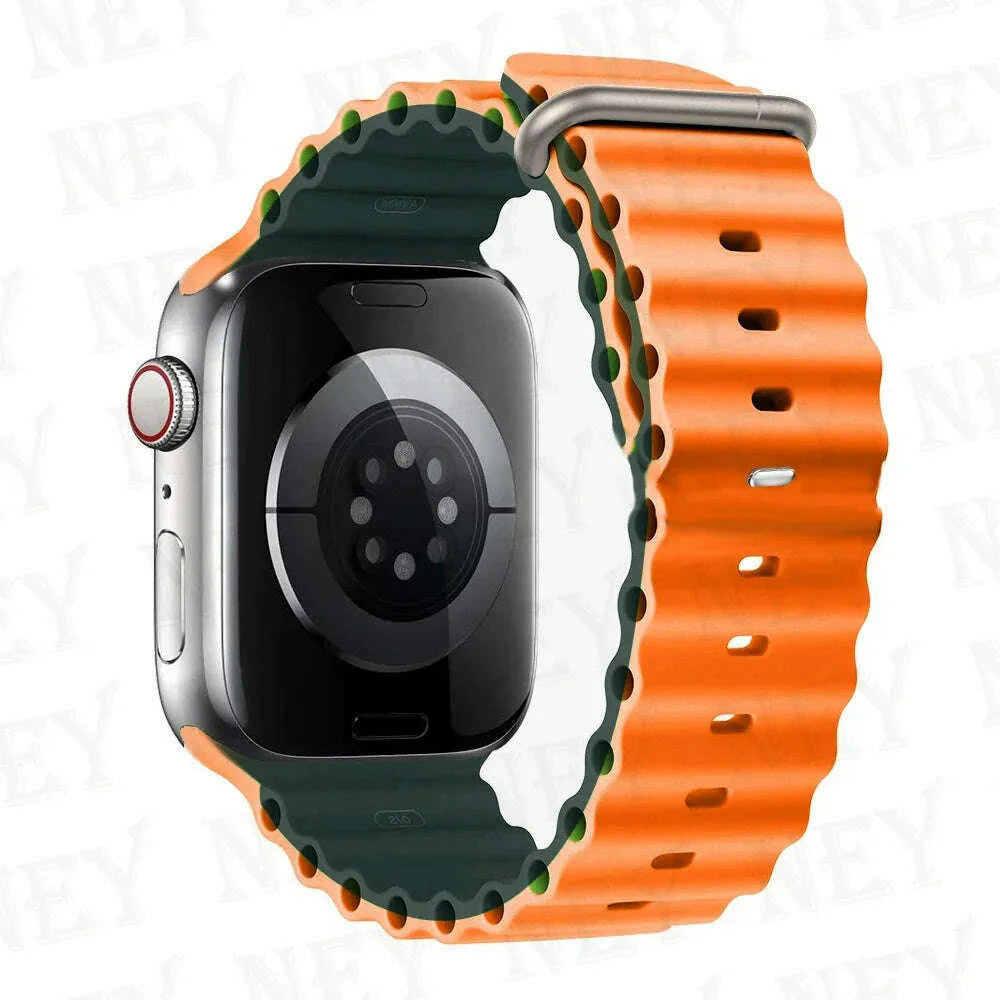 Ocean strap for Apple Watch Band 44mm Ultra 2 49mm 45mm 42mm 38/40/41mm silicone bracelet correa iwatch series 9 8 7 se 6 5 4 3