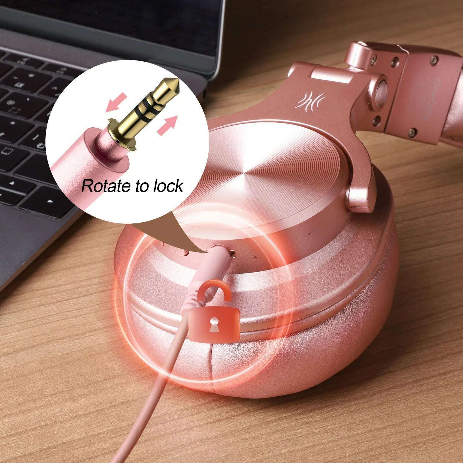 Oneodio A70 Wireless Headphones Sport Bluetooth 5.2 Earphone Over Ear Handsfree Headset With Microphone For Phone Rose Gold