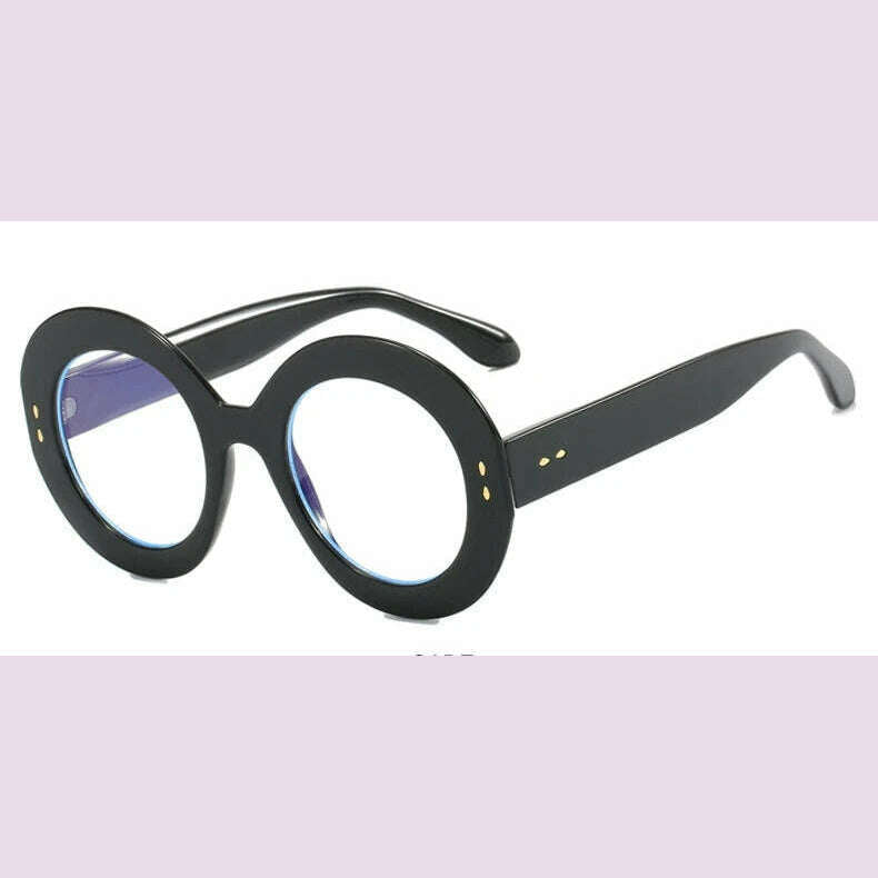 Oversized Round Glasses Frames Women Fashion Clear Lens Optical Eyeglasses Frame Ladies Eyewear Leopard Black