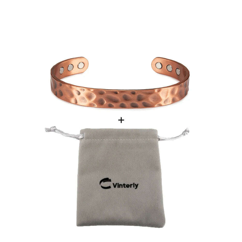 Pure Copper Magnetic Bracelet Arthritis Adjustable 10mm Vintage Magnetic Bracelet Health Energy Copper Cuff Bracelet & Bangles