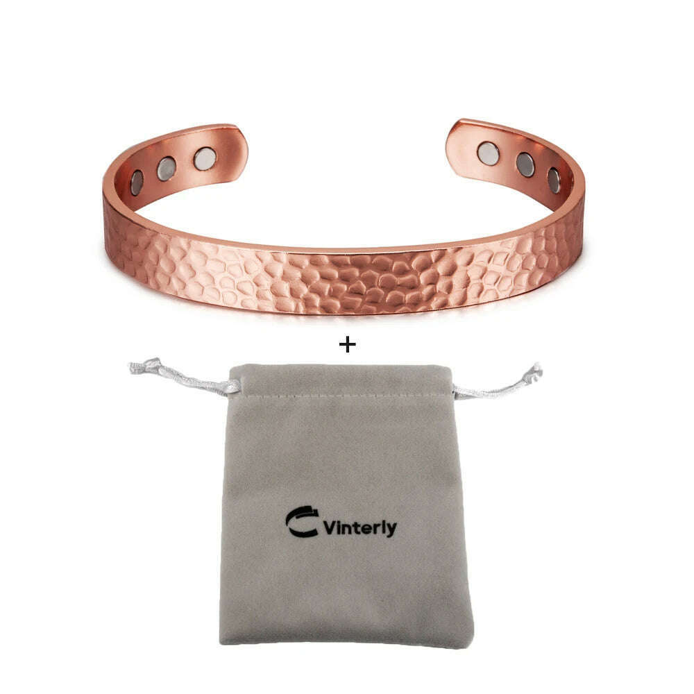 Pure Copper Magnetic Bracelet Arthritis Adjustable 10mm Vintage Magnetic Bracelet Health Energy Copper Cuff Bracelet & Bangles