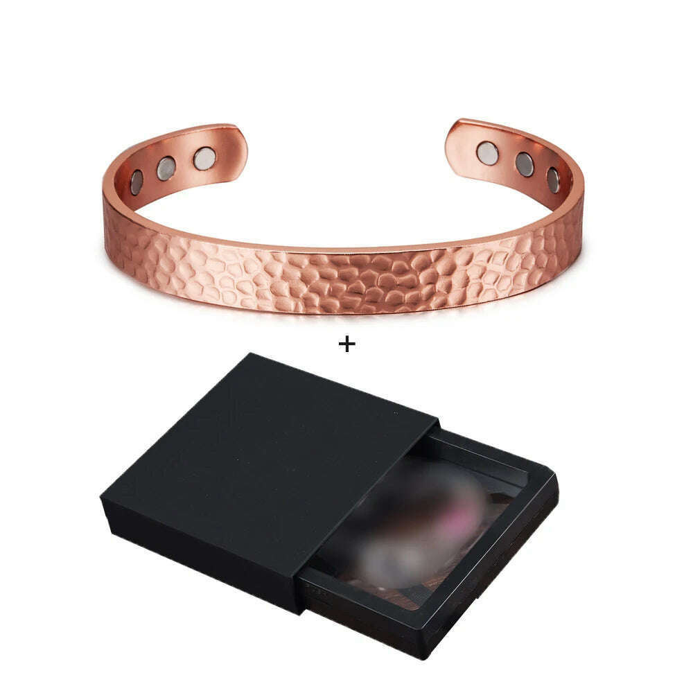 Pure Copper Magnetic Bracelet Arthritis Adjustable 10mm Vintage Magnetic Bracelet Health Energy Copper Cuff Bracelet & Bangles