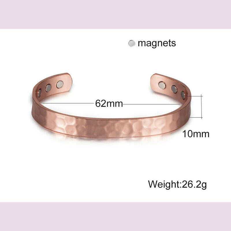 Pure Copper Magnetic Bracelet Arthritis Adjustable 10mm Vintage Magnetic Bracelet Health Energy Copper Cuff Bracelet & Bangles