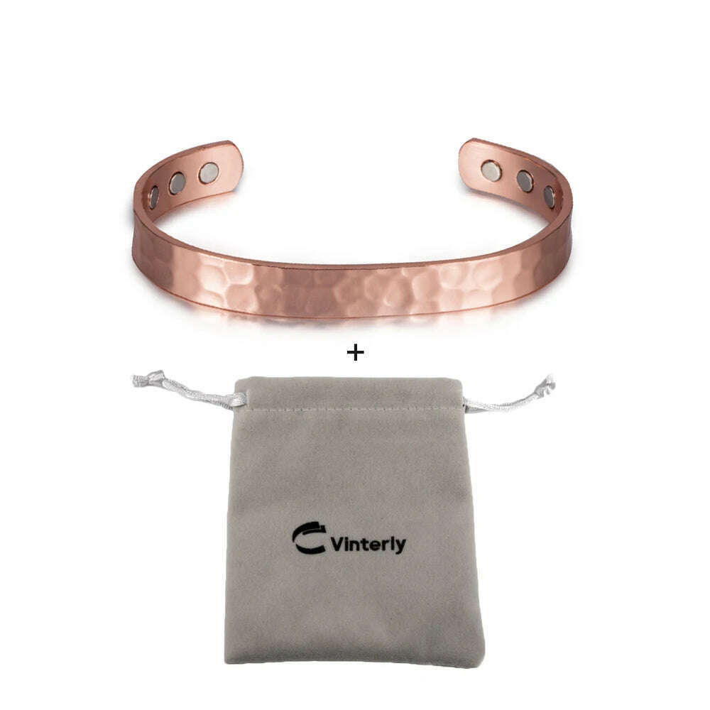 Pure Copper Magnetic Bracelet Arthritis Adjustable 10mm Vintage Magnetic Bracelet Health Energy Copper Cuff Bracelet & Bangles