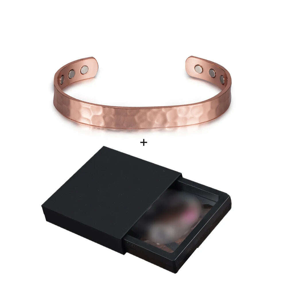 Pure Copper Magnetic Bracelet Arthritis Adjustable 10mm Vintage Magnetic Bracelet Health Energy Copper Cuff Bracelet & Bangles