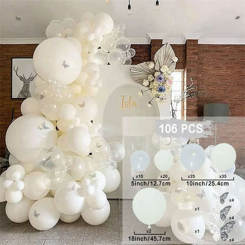 Pure White Balloon Garland Arch Kit Transparent Latex Baloon Wedding Birthday Party Decoration Kids Baby Shower Ballons