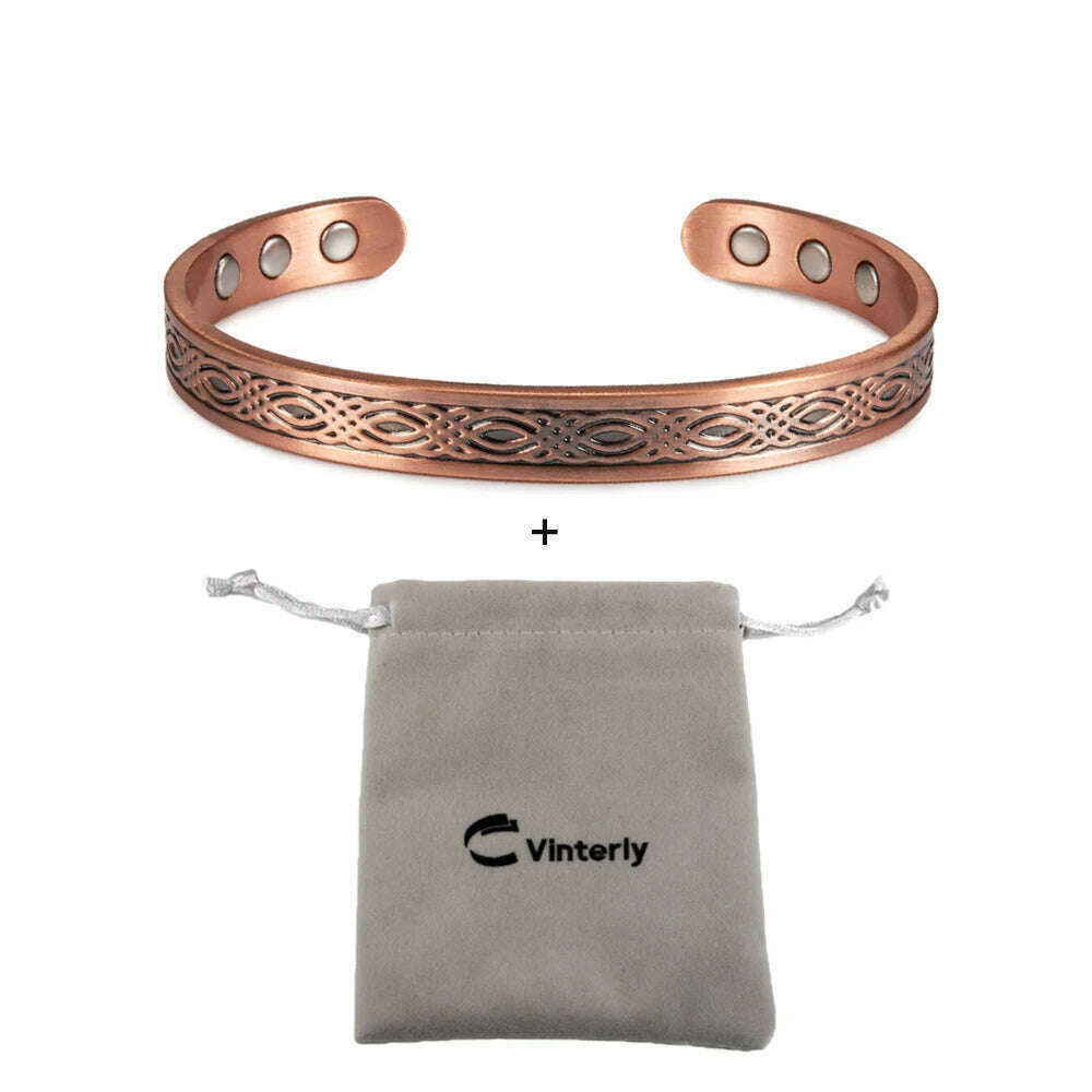 Real Copper Magnetic Bracelet for Women Adjustable Vintage Viking Pure Copper Bracelet & Bangles Cuff Copper Magnetic Bracelet